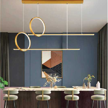 AN - TL - 3738/1000 : Đèn thả ngang xi vàng - KT: L1000mm x H1000mm - Đèn LED đổi 3 màu - Remote