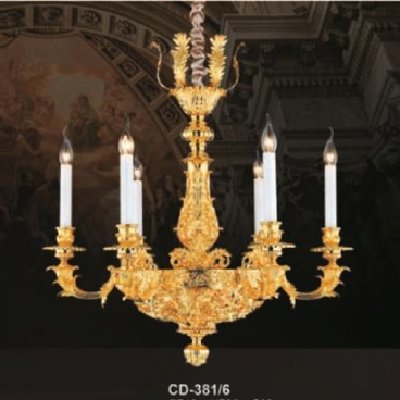 E - CD - 381/6: Đèn chùm nến 6 tay - KT: Ø740mm x H790mm + 500mm - Bóng đèn E14 x 9 bóng