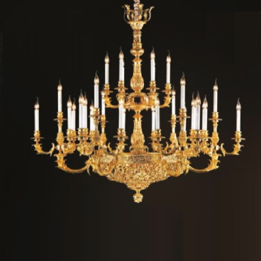 E - CD - 384/30: Đèn chùm nến 30 tay - KT: Ø1600mm x H1420mm + 500mm - Bóng đèn E14 x 35 bóng