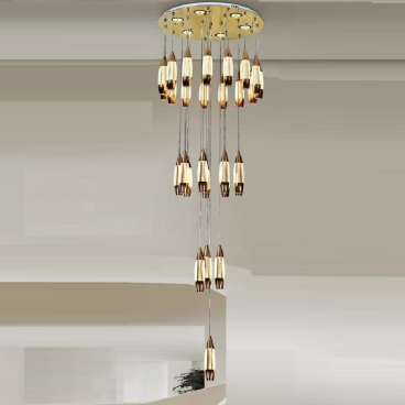 AC40-40: Đèn thả dây thanh thủy tinh LED - KT: Ø600mm x H3000mm - Đèn LED 388W ánh sáng đổi 3 màu