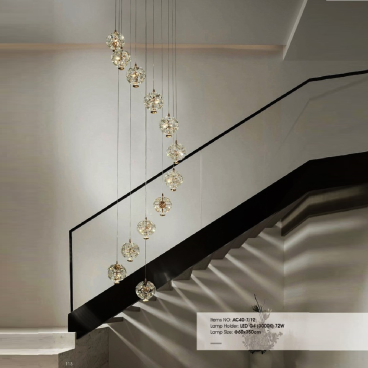 AC 40-7/12: Đèn thả dây chao quả cầu phale LED - KT: Ø600mm x H3500mm - Đèn LED G4 72W ánh sáng vàng 3000K