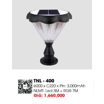 TNL - 400: Đèn trụ  sân vườn NLMT