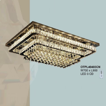 OTPL40403CN: Đèn áp trần Phale  chữ nhật - KT: W700mm x L900mm  - Đèn LED đổi 3 màu - Remote