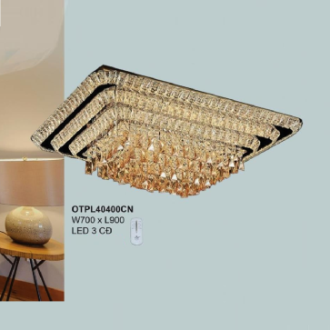 OTPL40400CN: Đèn áp trần chữ nhật  Phale - KT: L900mm x W700mm - Đèn LED đổi 3 màu - Remote