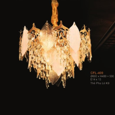 E - CFL - 409: Đèn thả Phale - KT: Ø600mm x H480mm +500mm - Bóng đèn E14 x 13 bóng