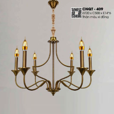 CNQT - 409: Đèn chùm 6 tay - KT: Ø720mm x H500mm - Bóng đèn E14 x 6 bóng