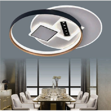 E - ML - 41: Đèn áp trần LED Mica - KT: Ø500mm x W660mm x H60mm  - Đèn LED 72W + 10W x 2 ánh sáng đổi 3 màu