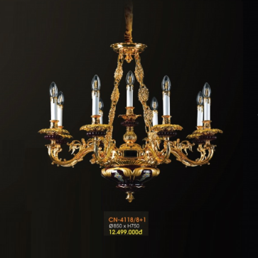 VE - CN - 4118/8+1: Đèn chùm nến 9 tay - KT: Ø850mm x H750mm - Đèn E14 x 9 bóng