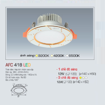 AFC 418 LED 12W: Đèn LED âm trần siêu mỏng hoa văn vàng 12W,  1 chế độ ánh sáng (vàng/trung tính/trắng)