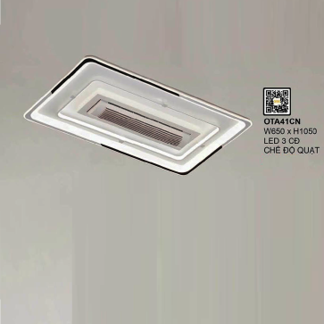 OTA41CN: Đèn ốp trần LED + Quạt - KT: L1050mm x W650mm - Đèn LED đổi 3 màu + Quạt