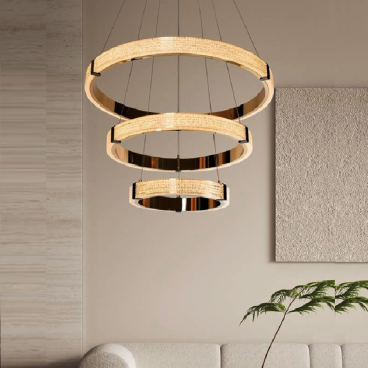 AC 42 - 18: Đèn thả 3 vòng LED - KT: Ø600mm x H1200mm - Đèn LED 202W ánh sáng đổi 3 màu