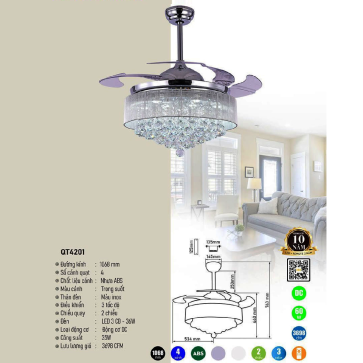 QT4201: Quạt trần đèn LED Hạt Phale