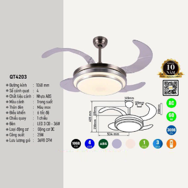 QT4203: Quạt trần đèn LED