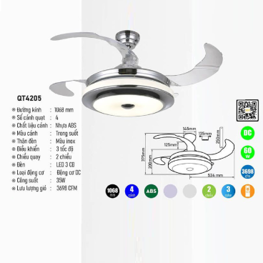 QT4205: Quạt trần đèn LED