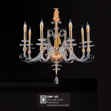 CNQT - 422: Đèn chùm  nến 8 tay - KT: Ø700mm x H550mm - Bóng đèn E14 x 8 bóng