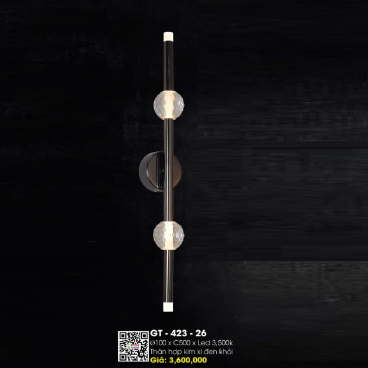 GT- 423-26: Đèn gắn tường LED - KT: Ø100mm x H500mm - Bóng đèn LED ánh sáng vàng 3500K