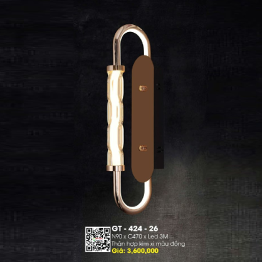 GT - 424-26: Đèn gắn tường LED  - KT: W90mm x H470mm -  Đèn LED đổi 3 màu