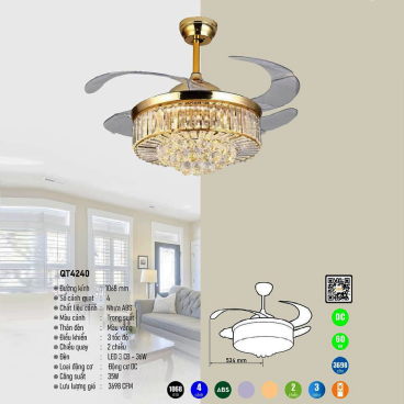 QT4240: Quạt trần đèn LED Hạt Phale