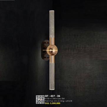 GT- 427-26: Đèn gắn tường LED - KT: Ø150mm x H560mm - Bóng đèn LED ánh sáng vàng 3500K