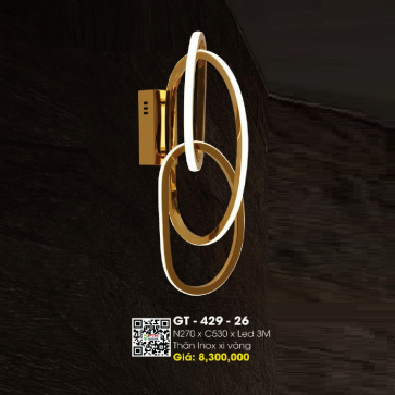 GT- 429-26: Đèn gắn tường LED - KT: W270mm x H530mm - Bóng đèn LED ánh sáng đổi 3 màu