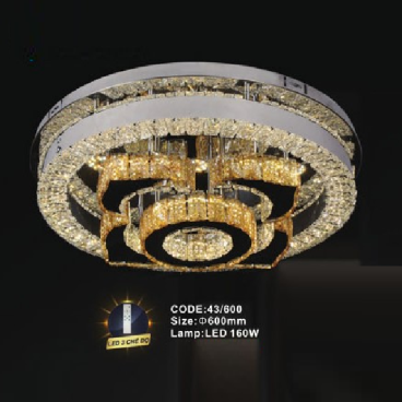 CODE: 43/600: Đèn áp trần LED - KT: Ø600mm - Đèn LED 160W ánh sáng đổi 3 màu