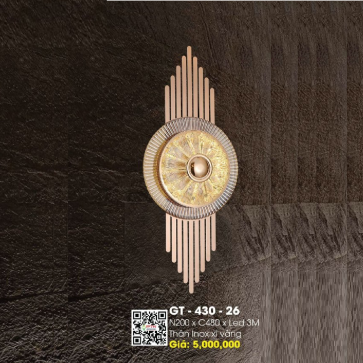 GT - 430-26: Đèn gắn tường LED  - KT: W150mm x H350mm -  Đèn LED đổi 3 màu