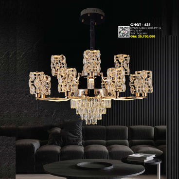 CNQT - 431: Đèn chùm LED 12 tay  - KT: Ø980mm x H450mm - Đèn LED đổi 3 màu