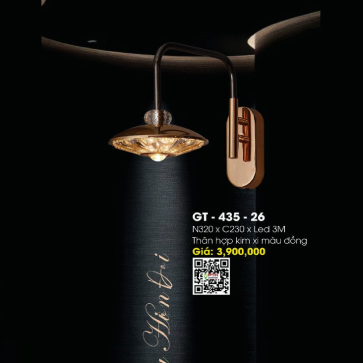 GT - 435-26: Đèn gắn tường LED thân hợp kim - KT: W320mm x H230mm -  Đèn LED đổi 3 màu