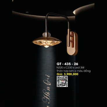 GT - 435-26: Đèn gắn tường LED thân hợp kim - KT: W320mm x H230mm -  Đèn LED đổi 3 màu