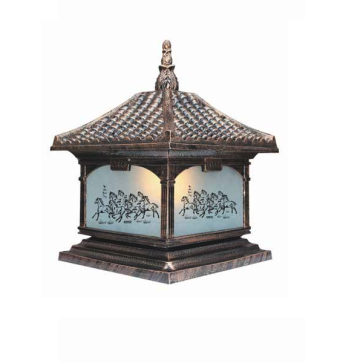 EU - TD - 435E: Đèn gắn đầu trụ Nhôm đúc - KT: Mái: 400mm x 400mm - Đế: 380mm x 380mm x H420mm - Bóng đèn E27 x 1