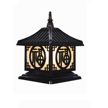 EU - TD - 436E: Đèn gắn đầu trụ Nhôm đúc - KT: Mái: 400mm x 400mm - Đế: 385mm x 385mm x H420mm - Bóng đèn E27 x 1