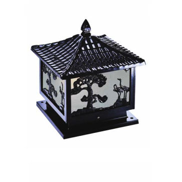 EU - TD - 438E: Đèn gắn đầu trụ Nhôm đúc - KT: Mái: 400mm x 400mm - Đế: 395mm x 395mm x H420mm - Bóng đèn E27 x 1