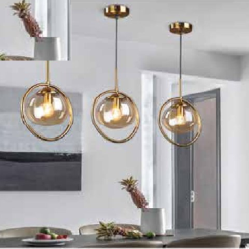 THCN 44 - 22: Đèn thả đơn chao thủy tinh - KT:Ø 290mm x H900mm - Bóng đèn E27 x 1 bóng