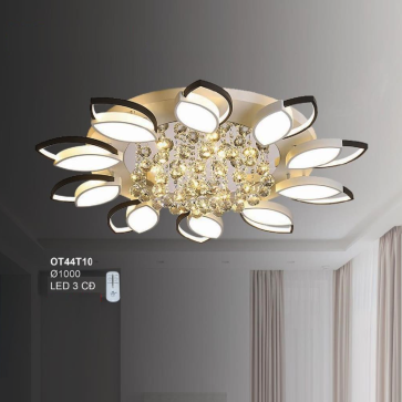OT44T10: Đèn áp trần Mica LED - KT: Ø1000mm - Đèn LED đổi 3 màu  - Remote