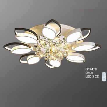 OT44T8: Đèn áp trần Mica LED - KT: Ø800mm - Đèn LED đổi 3 màu  - Remote
