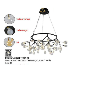 TTKHERA ĐEN TRÒN 45: Đènthả - KT: Ø900mm - Bóng đèn LED G9 x 45 bóng