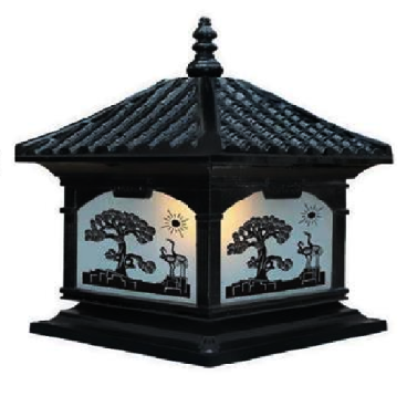 EU - TD - 450E: Đèn gắn đầu trụ Nhôm đúc - KT: Mái: 400mm x 400mm - Đế: 380mm x 380mm x H420mm - Bóng đèn E27 x 1