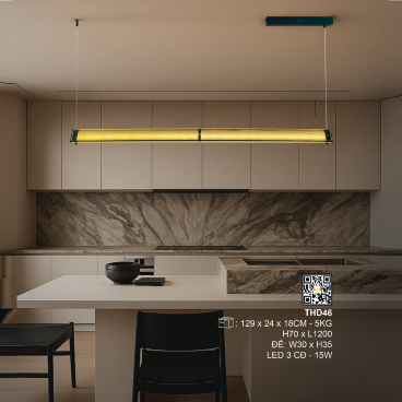 THD46: Đèn thả gắn ngang - KT: L1200mm x H70mm - Đèn LED 15W ánh sáng đổi 3 màu