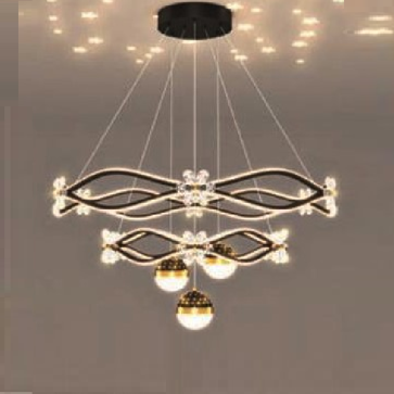 E -T- 46: Đèn thả LED - KT: Ø(600+800)mm x H1200mm - Đèn LED 145W x 2 ánh sáng đổi 3 màu