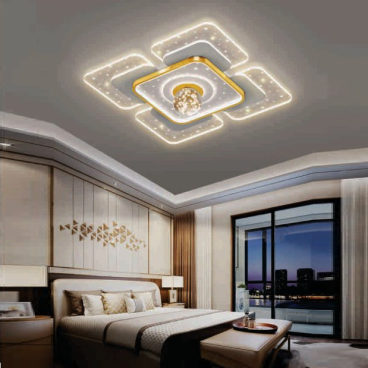 E - ML - 47: Đèn áp trần LED Mica - KT: Ø500mm  x H60mm  - Đèn LED 48W x 2 ánh sáng đổi 3 màu