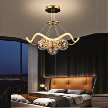 E - T - 47/6: Đèn thả LED chao quả bi - KT: Ø600mm x H800mm - Đèn LED 65W x 2 - Ánh sáng đổi 3 màu