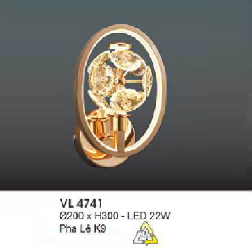 VL 4741: Đèn gắn tường LED Phale K9 - KT: Ø200mm x H300mm - Đèn LED 22W ánh sáng đổi 3 màu