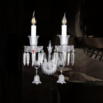 CODE: 499-2: Đèn gắn tường 2 bóng Phale K9 - KT: L240mm x W320mm x H320mm - Bóng đèn nến chân E14 x 2