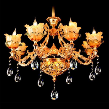 HF - CN 5002/8: Đèn chùm 8 tay - KT: Ø800mm x H700mm + 400mm -  Đèn LED 6W + Đèn chân E14 x 8 bóng