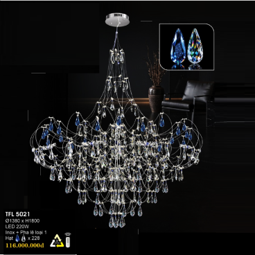 TFL 5021: Đèn thả Phale LED - KT: Ø1380mm x H 1800mm - Đèn LED 220W đổi 3 màu