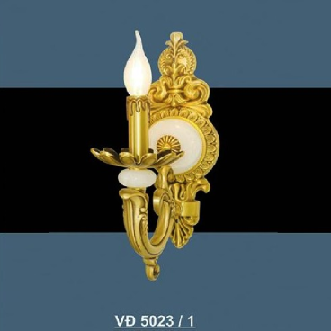 SN - VĐ 5023/1: Đèn gắn tường đồng đơn - KT: Ø150mm x H400mm - Đèn E14 x 1 bóng