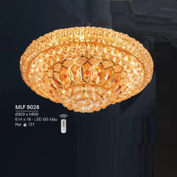 H - MLF 5028: Đèn áp trần Phale - KT:  Ø800mm  x H500mm - Đèn LED đổi 3 màu + Đèn chân E14 x 18 bóng - Remote