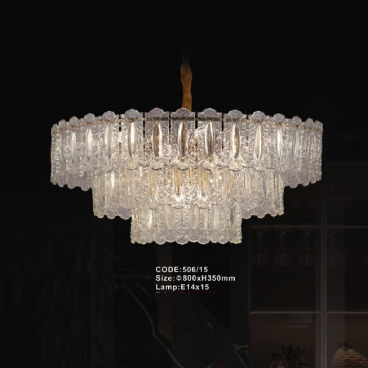 CODE: 506/15: Đèn thả - KT: Ø800mm x H350mm - Đèn E14 x 15 bóng