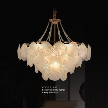 CODE: 510/15: Đèn thả - KT: Ø780mm x H330mm - Đèn E14 x 15 bóng