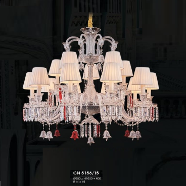 HF - CN 5156/15: Đèn chùm 15 tay - KT: Ø950mm x H1050mm + 400mm  - Bóng đèn E14 x 15 bóng